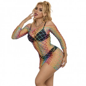 SUBBLIME 952426 VESTIDO DE REJILLA MANGA LARGA ARCOIRIS TALLA uNICA
