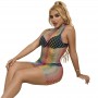 SUBBLIME 952433 VESTIDO DE REJILLA SIN MANGAS CON CUELLO ALTO ARCOIRIS TALLA uNICA