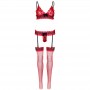 LEG AVENUE SET TRES PIEZAS DE ENCAJES TALLA uNICA ROJO