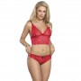 SUBBLIME 953904 SET 3 PIEZAS ENCAJE Y SATEN ROJO L XL