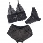 SUBBLIME 953928 SET 3 PIEZAS ENCAJE Y SATEN NEGRO L XL