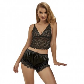 SUBBLIME 953942 PIJAMA SEXY SATEN Y ENCAJE NEGRO L XL