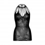LEG AVENUE MINI VESTIDO DE ENCAJE CON ABERTURAS TALLA uNICA NEGRO