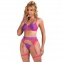 SUBBLIME 955359 SET SUJETADOR CON ENCAJE Y LIGUEROS ROSA Y MORADO S M