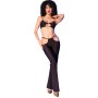 CHILIROSE CR 4851 SET TOP NEGRO Y LEGGINS CON COMPLEMENTOS DORADOS L
