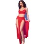 CHILIROSE CR 4850 SET TOP ROJO Y LEGGINS CON COMPLEMENTOS DORADOS L