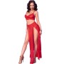 CHILIROSE CR 4850 SET TOP ROJO Y LEGGINS CON COMPLEMENTOS DORADOS M