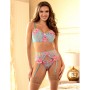 SUBBLIME 957650 CONJUNTO SUJETADOR Y LIGUERO CON BORDADOS DE FLORES ROSAS L XL