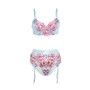 SUBBLIME 957650 CONJUNTO SUJETADOR Y LIGUERO CON BORDADOS DE FLORES ROSAS L XL