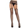 LEG AVENUE MEDIAS DE ENCAJE CON CRUZ Y PORTALIGAS NEGRO