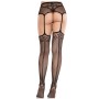 LEG AVENUE MEDIAS DE ENCAJE CON CRUZ Y PORTALIGAS NEGRO