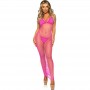 LEG AVENUE VESTIDO DE REJILLA LARGO FUCSIA TALLA uNICA