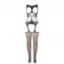 SUBBLIME 951900 BODYSTOCKING CROTCHLESS DE REJILLA CON COPA Y HOMBROS ABIERTOS NEGRO TALLA uNICA