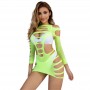 SUBBLIME 952280 VESTIDO DE REJILLA ELaSTICO MANGA LARGA VERDE TALLA uNICA