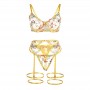 SUBBLIME 954345 SUJETADOR TANGA LIGUEROS DISENO FLORAL AMARILLO S M