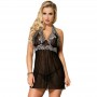 SUBBLIME BABYDOLL BLANCO ENCAJE FLORAL NEGRO S M