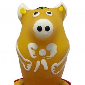 CONDOMERIE PRESERVATIVO DECORATIVO PINTADO A MANO CERDO SENTADO AMARILLO