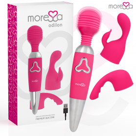 MORESSA ODILON WAND POTENTE MOTOR MAS DOS CABEZALES PREMIUM SILICONE RECARGABLE