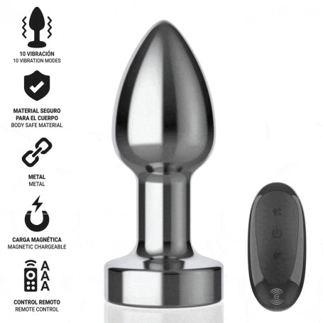 INTENSE PLUG ANAL 10 VIBRACIONES METAL CON CONTROL REMOTO S