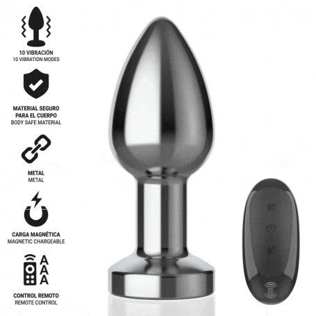 INTENSE PLUG ANAL 10 VIBRACIONES METAL CON CONTROL REMOTO M