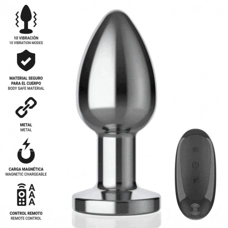 INTENSE PLUG ANAL 10 VIBRACIONES METAL CON CONTROL REMOTO L