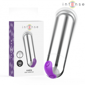 INTENSE KAREN MINI BALA VIBRADORA 10 MODOS RECARGABLE PLATEADO