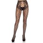 LEG AVENUE 1966 MEDIAS DE RED CON PANTY SIN ENTREPIERNA NEGRO TALLA uNICA