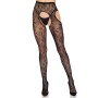LEG AVENUE 1967 MEDIAS DE LIGUERO CON RED DE FLORES NEGRO TALLA uNICA