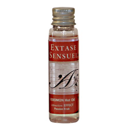 EXTASE SENSUAL ACEITE MASAJE EFECTO CALOR CON FEROMONAS FRUTA DE LA PASION VIAJE 35 ML