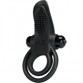 PRETTY LOVE DOBLE ANILLO VIBRADOR ESTIMULADOR CLiTORIS 10 VIBRACIONES NEGRO