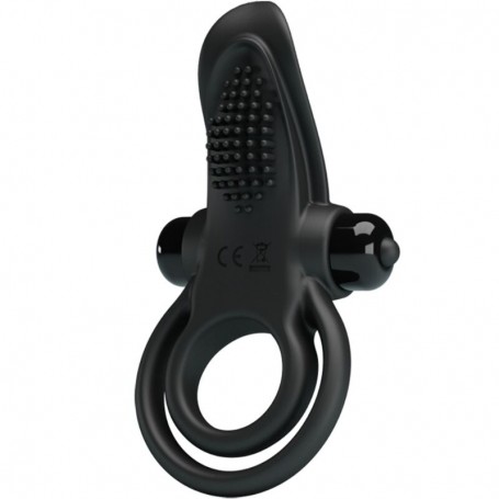 PRETTY LOVE DOBLE ANILLO VIBRADOR ESTIMULADOR CLiTORIS 10 VIBRACIONES NEGRO