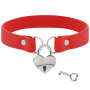 COQUETTE CHIC DESIRE COLLAR CUERO VEGANO ROJO ACCESORIO CORAZoN CON LLAVE
