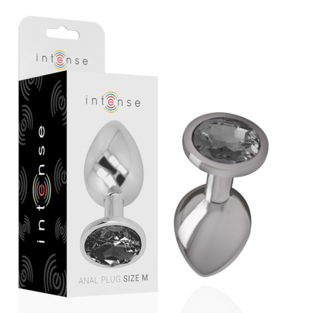 INTENSE PLUG ANAL METAL ALUMINIO CON CRISTAL NEGRO TALLA M