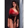 PASSION BS118 BODYSTOCKING DE MALLA NEGRO Y ROJO