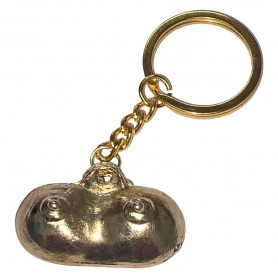 DIABLO PICANTE LLAVERO METAL TETAS DORADO