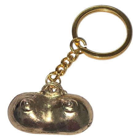 DIABLO PICANTE LLAVERO METAL TETAS DORADO