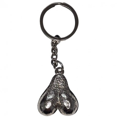 DIABLO PICANTE LLAVERO METAL HUEVOS PLATA