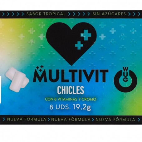 WUG multivit El chicle funcional multivitaminico sabor tropical BLISTER 8 UDS