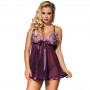 SUBBLIME BABYDOLL CON LAZO Y DETALLES BRILLANTES MORADO L XL