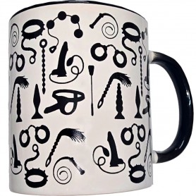 DIABLO PICANTE TAZA BLANCA BONDAGE ASA NEGRA 370 ML