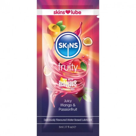 SKINS FRUITY LUBRICANTE BASE DE AGUA MANGO FRUTA PASIoN MONODOSIS 5 ML